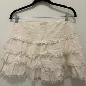 Cream Ruffled Mini Skirt